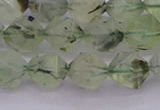 CRU792 15.5 inches 8mm faceted nuggets green rutilated quartz beads