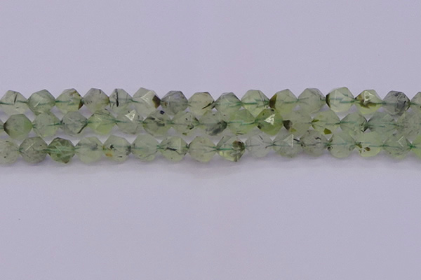 CRU792 15.5 inches 8mm faceted nuggets green rutilated quartz beads