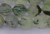 CRU793 15.5 inches 10mm faceted nuggets green rutilated quartz beads