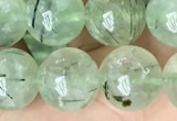 CRU814 15.5 inches 12mm round green rutilated quartz beads