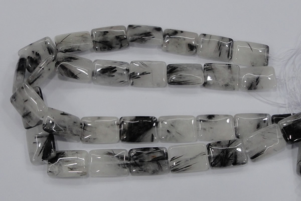 CRU86 15.5 inches 18*25mm rectangle black rutilated quartz beads