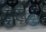 CRU862 15.5 inches 12mm round blue rutilated quartz beads