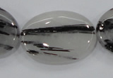 CRU90 15.5 inches 25*35mm oval black rutilated quartz beads wholesale