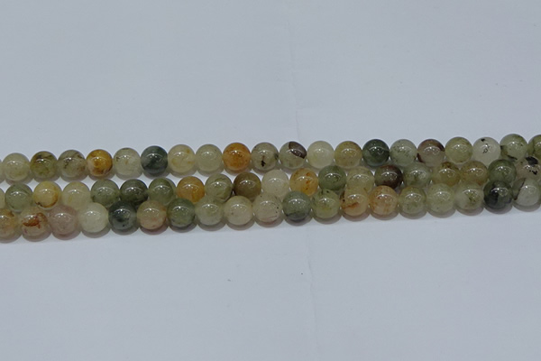 CRU902 15.5 inches 8mm round green rutilated quartz beads wholesale