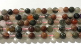 CRU912 15.5 inches 8mm faceted round mixed rutilated quartz beads