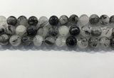 CRU932 15.5 inches 14mm round black rutilated quartz beads wholesale