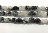 CRU940 12*18mm - 18*25mm faceted nuggets black rutilated quartz beads