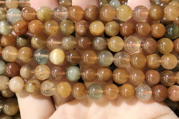 CRU948 15.5 inches 8mm round mixed rutilated quartz beads