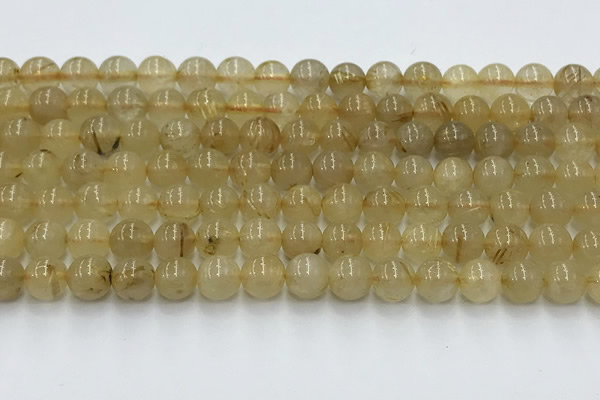 CRU951 15.5 inches 7mm round golden rutilated quartz beads