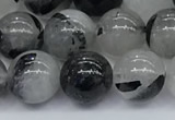 CRU955 15.5 inches 8mm round black rutilated quartz beads