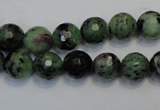 CRZ107 15.5 inches 10mm faceted round ruby zoisite gemstone beads