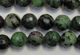 CRZ108 15.5 inches 12mm faceted round ruby zoisite gemstone beads