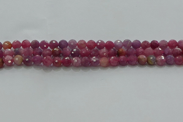 CRZ1122 15.5 inches 6mm faceted round natural ruby gemstone beads