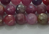 CRZ1123 15.5 inches 7mm faceted round natural ruby gemstone beads