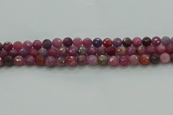 CRZ1123 15.5 inches 7mm faceted round natural ruby gemstone beads