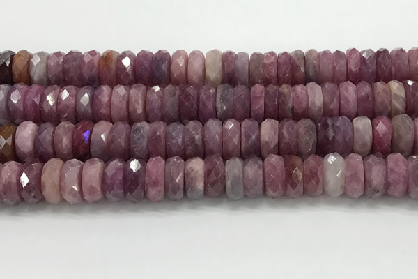 CRZ1155 15.5 inches 5*12mm faceted rondelle natural ruby beads