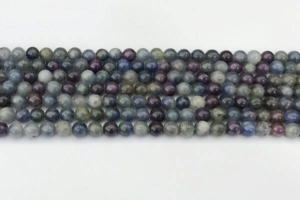 CRZ1161 15.5 inches 6mm round ruby sapphire gemstone beads