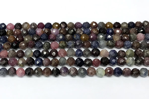 CRZ1169 15 inches 6mm faceted round ruby sapphire beads