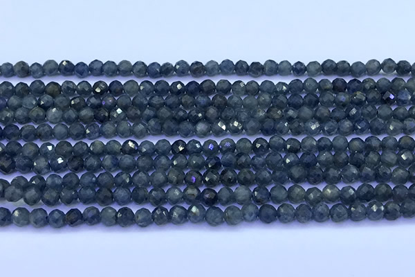 CRZ1173 15 inches 4mm faceted round sapphire beads