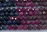 CRZ1200 15 inches 3mm faceted round ruby sapphire beads