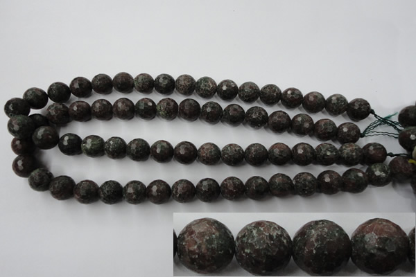 CRZ204 15.5 inches 12mm faceted round ruby zoisite gemstone beads