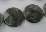 CRZ218 15.5 inches 25mm faceted coin ruby zoisite gemstone beads