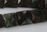 CRZ235 15.5 inches 15*15mm faceted square ruby zoisite gemstone beads