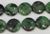 CRZ472 15.5 inches 16mm flat round ruby zoisite gemstone beads