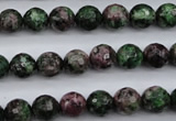 CRZ551 15.5 inches 9mm faceted round Chinese ruby zoisite beads