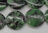 CRZ57 15.5 inches 22mm flat round ruby zoisite gemstone beads