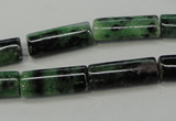 CRZ71 15.5 inches 8*20mm flat tube ruby zoisite gemstone beads