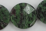 CRZ718 15 inches 30mm faceted coin ruby zoisite gemstone beads