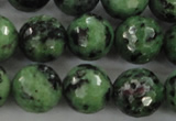 CRZ732 15.5 inches 10mm faceted round ruby zoisite gemstone beads