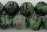 CRZ734 15.5 inches 14mm faceted round ruby zoisite gemstone beads