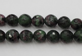 CRZ740 15.5 inches 9mm faceted round ruby zoisite gemstone beads