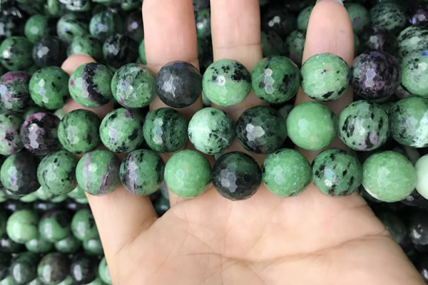 CRZ778 15.5 inches 14mm faceted round ruby zoisite beads