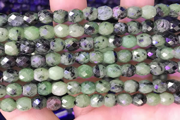 CRZ785 15.5 inches 6*6mm faceted drum ruby zoisite beads