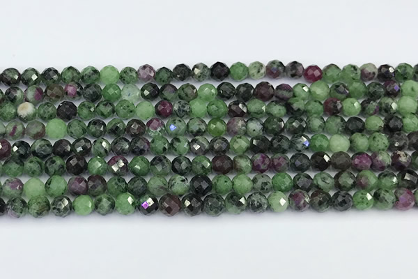 CRZ788 15 inches 5mm faceted round ruby zoisite beads