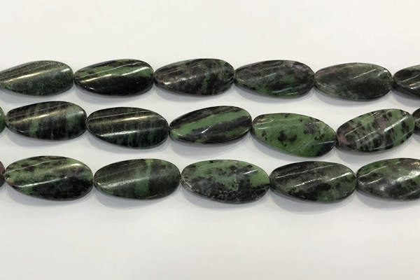 CRZ797 15.5 inches 15*30mm twisted oval ruby zoisite gemstone beads