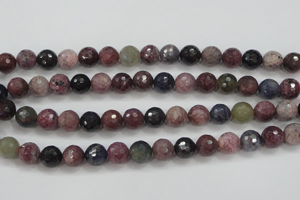 CRZ808 15.5 inches 12mm faceted round natural ruby sapphire beads