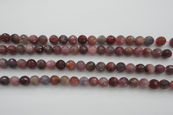 CRZ851 15.5 inches 7mm faceted round natural ruby gemstone beads