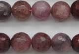 CRZ853 15.5 inches 9mm faceted round natural ruby gemstone beads