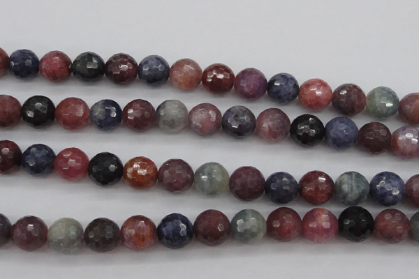 CRZ883 15.5 inches 10mm faceted round natural ruby sapphire beads