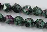 CRZ903 15.5 inches 10mm faceted nuggets Chinese ruby zoisite beads