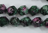 CRZ904 15.5 inches 12mm faceted nuggets Chinese ruby zoisite beads