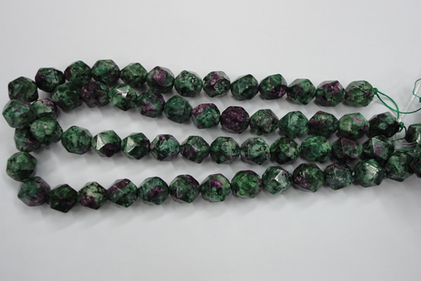 CRZ905 15.5 inches 14mm faceted nuggets Chinese ruby zoisite beads