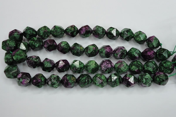 CRZ906 15.5 inches 16mm faceted nuggets Chinese ruby zoisite beads