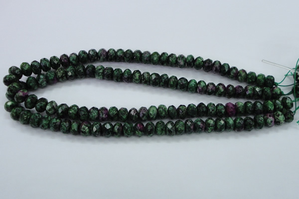 CRZ911 15.5 inches 6*10mm faceted rondelle Chinese ruby zoisite beads