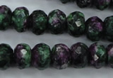 CRZ913 15.5 inches 10*14mm faceted rondelle Chinese ruby zoisite beads