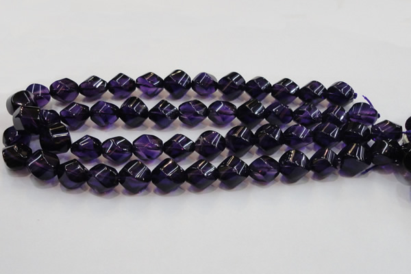 CSA11 15.5 inches 12*15mm twisted rice synthetic amethyst beads